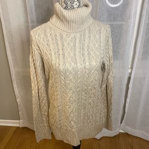 NWT Women’s DKNY Turtleneck Sweater I’m Beige & Gold size M